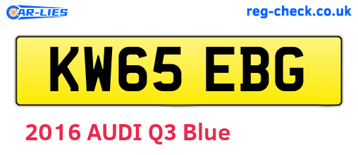 KW65EBG are the vehicle registration plates.