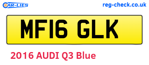 MF16GLK are the vehicle registration plates.