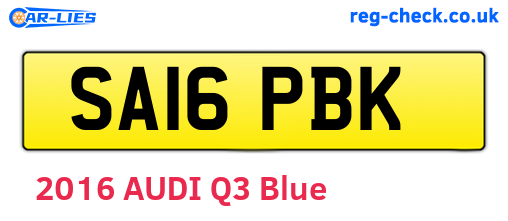SA16PBK are the vehicle registration plates.