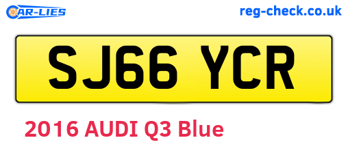 SJ66YCR are the vehicle registration plates.