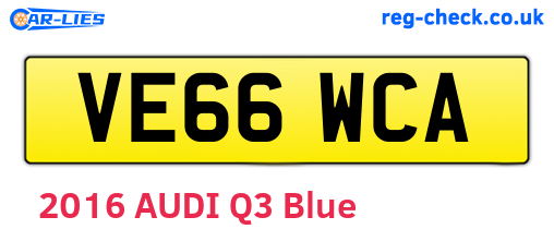 VE66WCA are the vehicle registration plates.