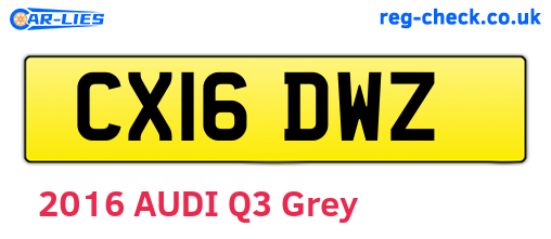 CX16DWZ are the vehicle registration plates.