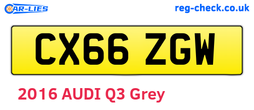 CX66ZGW are the vehicle registration plates.