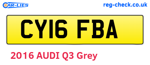 CY16FBA are the vehicle registration plates.