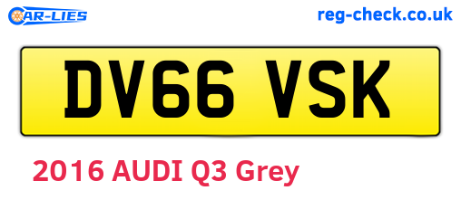 DV66VSK are the vehicle registration plates.