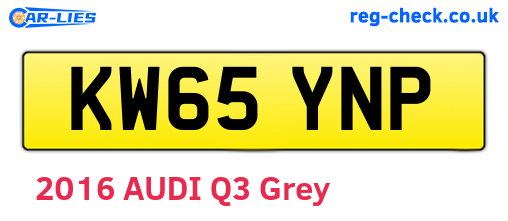 KW65YNP are the vehicle registration plates.