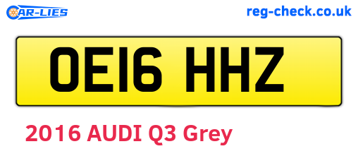 OE16HHZ are the vehicle registration plates.