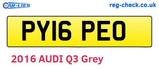 PY16PEO are the vehicle registration plates.