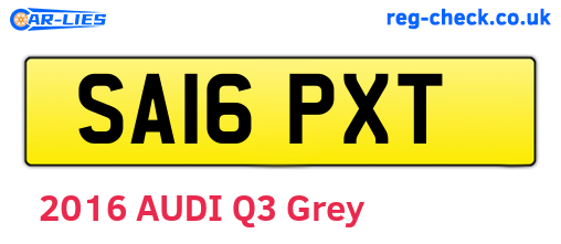 SA16PXT are the vehicle registration plates.