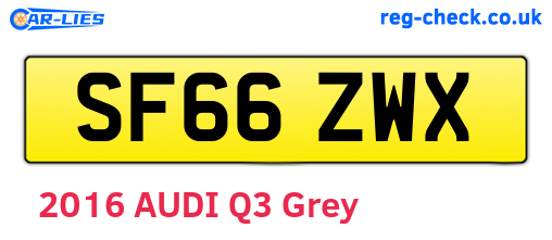 SF66ZWX are the vehicle registration plates.
