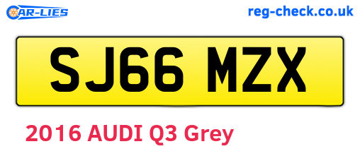 SJ66MZX are the vehicle registration plates.