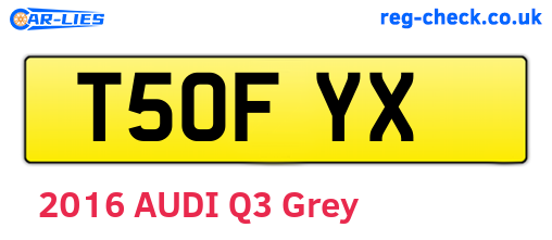 T50FYX are the vehicle registration plates.