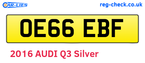 OE66EBF are the vehicle registration plates.