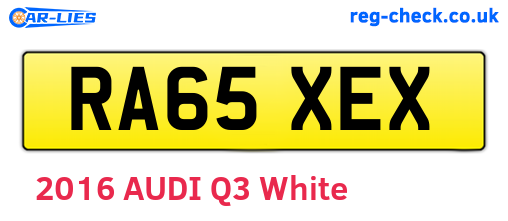 RA65XEX are the vehicle registration plates.