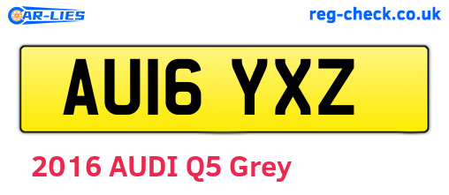 AU16YXZ are the vehicle registration plates.