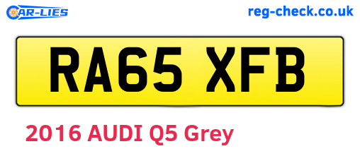 RA65XFB are the vehicle registration plates.