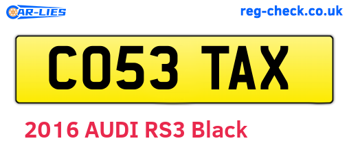 CO53TAX are the vehicle registration plates.