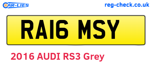 RA16MSY are the vehicle registration plates.