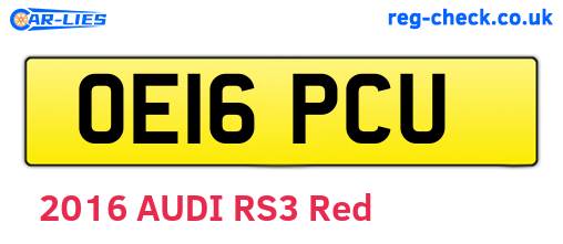OE16PCU are the vehicle registration plates.