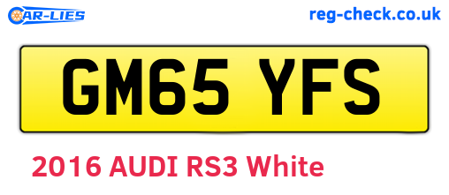 GM65YFS are the vehicle registration plates.