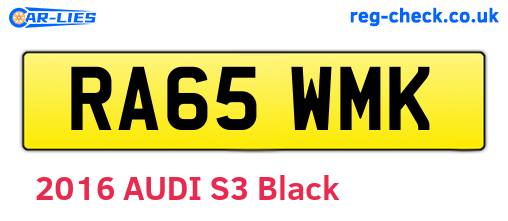 RA65WMK are the vehicle registration plates.