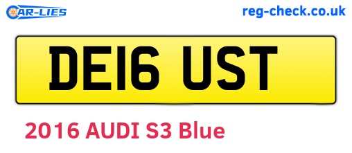 DE16UST are the vehicle registration plates.