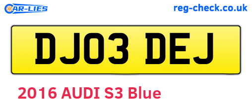 DJ03DEJ are the vehicle registration plates.