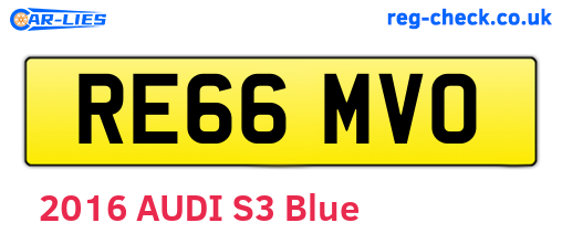 RE66MVO are the vehicle registration plates.
