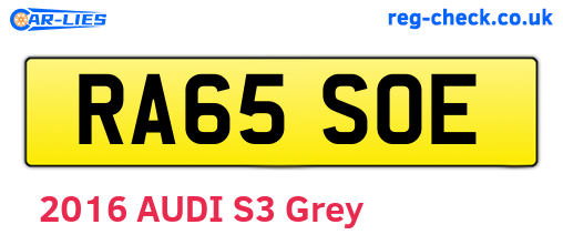 RA65SOE are the vehicle registration plates.
