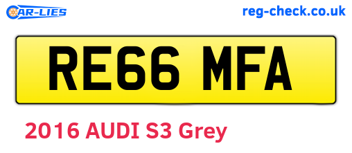 RE66MFA are the vehicle registration plates.