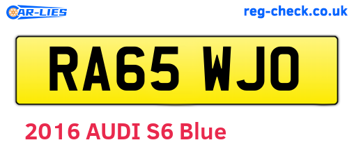 RA65WJO are the vehicle registration plates.