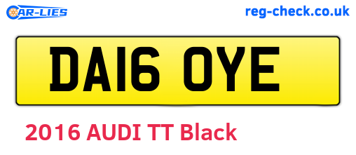 DA16OYE are the vehicle registration plates.