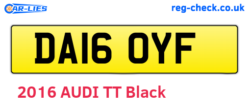 DA16OYF are the vehicle registration plates.