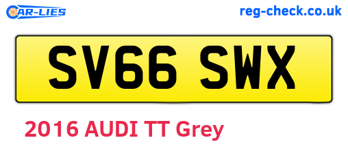 SV66SWX are the vehicle registration plates.