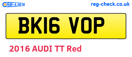 BK16VOP are the vehicle registration plates.