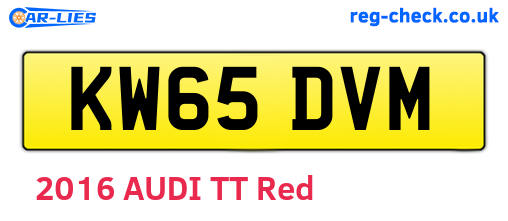 KW65DVM are the vehicle registration plates.