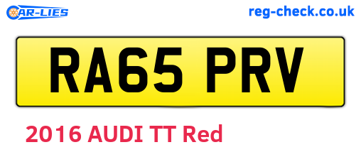 RA65PRV are the vehicle registration plates.
