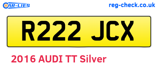 R222JCX are the vehicle registration plates.