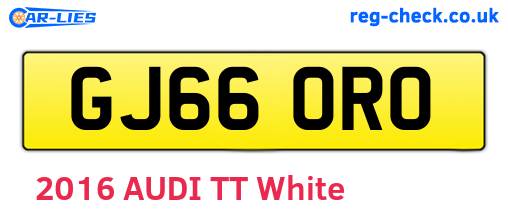 GJ66ORO are the vehicle registration plates.