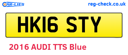 HK16STY are the vehicle registration plates.