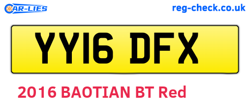 YY16DFX are the vehicle registration plates.