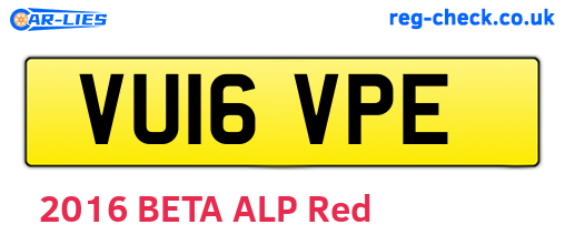 VU16VPE are the vehicle registration plates.