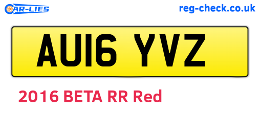 AU16YVZ are the vehicle registration plates.
