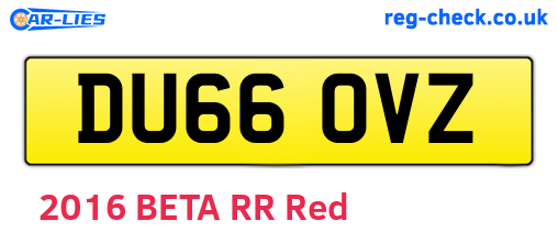 DU66OVZ are the vehicle registration plates.