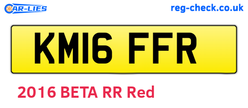 KM16FFR are the vehicle registration plates.