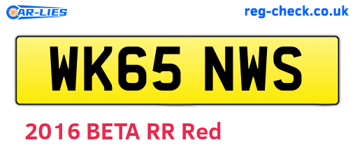 WK65NWS are the vehicle registration plates.