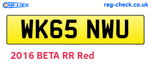 WK65NWU are the vehicle registration plates.