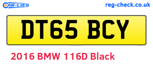 DT65BCY are the vehicle registration plates.
