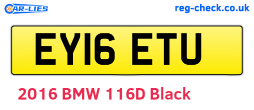 EY16ETU are the vehicle registration plates.