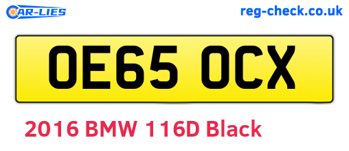 OE65OCX are the vehicle registration plates.